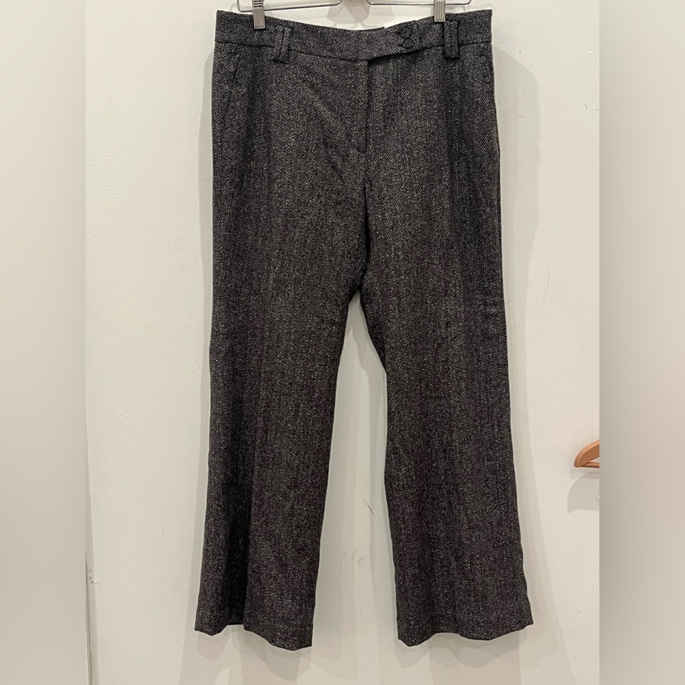Ann Taylor Loft Kate Tweed Brown Dress Pants Wool Blend Petite 12 NWT Career Wid